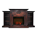 Cambridge® Sanoma Electric Fireplace With Built-In Bookshelves And Charred Log Insert, Mahogany