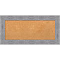 Amanti Art Rectangular Non-Magnetic Cork Bulletin Board, Natural, 35” x 17”, Bark Rustic Gray Plastic Frame 1 thumbnail image
