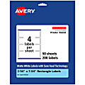 Avery® Permanent Labels With Sure Feed®, 94244-WMP50, Rectangle, 2-1/4" x 7-3/4", White, Pack Of 200