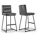 Glamour Home Aulani Upholstered Bar Stools With Puffy Cushions, Gray, Set Of 2 Stools