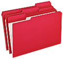 Pendaflex® Color Reinforced Top File Folders With Interior Grid, 1/3 Cut, Legal Size, Red, Pack Of 100
