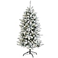 Nearly Natural Flocked Livingston Fir Artificial Christmas Tree, 5’