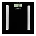 Escali 400 Lb Body-Analyzing Glass Bathroom Scale, 1”H x 12-7/8”W x 12-7/8”D, Black