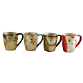 Gibson Owl City 4-Piece Mug Set, 17 Oz, Assorted Colors