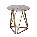 SEI Furniture Ameriwood™ Home Stondon Round End Table, 24-1/4"H x 22"W x 22"D, Champagne/Bronze/Smoked Glass