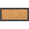 Amanti Art Rectangular Non-Magnetic Cork Bulletin Board, Natural, 33” x 15”, Bark Rustic Char Narrow Plastic Frame
