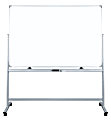 WorkPro® Double-Sided Mobile Magnetic Dry-Erase Whiteboard Easel, 72" x 48", Aluminum Frame With Silver Finish