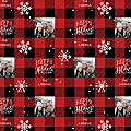 Custom Full-Color Gloss Finish Wrapping Paper, Standard Roll, 7' x 29-1/4", Christmas Holiday Red Plaid With Photos
