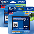 Brother® P-touch TZe Laminated Tape Cartridges, 3/8"W, Rectangle, Clear, 2 Per Bundle