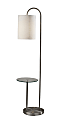 Adesso Amira 1-Shelf Floor Lamp, 64”H, White Shade/Brushed Steel Base 1 thumbnail image