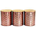 MegaChef Aluminum 3-Piece Kitchen Canister Set, 5-1/2"H x 4-5/16"W x 4-5/16"D, Rose Gold