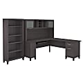 Bush Furniture Somerset 72"W L-Shaped Desk With Hutch And 5-Shelf Bookcase, Storm Gray, Standard Delivery 1 thumbnail image