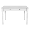 Aspirational Living Turned Leg Table Desk, 30"H x 52"W x 28"D, White 1 thumbnail image