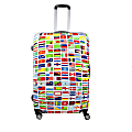 ful Flags ABS Upright Rolling Suitcase, 24"H x 17 3/8"W x 10 13/16"D, Multicolor