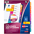 Avery® Ready Index® 1-8 Tab Binder Dividers With Customizable Table Of Contents, 8-1/2" x 11", 8 Tab, White/Multicolor, Pack Of 6 Sets 1 thumbnail image