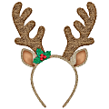 Amscan 3902513 Christmas Sherpa Reindeer Antler Headbands, Brown, Set Of 2 Headbands 1 thumbnail image