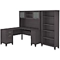 Bush Business Furniture Somerset 60"W L-Shaped Corner Desk With Hutch And 5-Shelf Bookcase, Storm Gray, Standard Delivery 1 thumbnail image