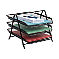 Mind Reader 3-Tier Paper Tray Desktop Organizer File Storage, 10"H x 13-3/4"W x 11-3/4"D, Silver 1 thumbnail image