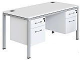 Boss Office Products Simple System Workstation Desk With 2 Pedestals, 60" x 24", White