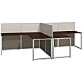 Bush Business Furniture Easy Office 60"W 2-Person L-Shaped Cubicle Desk Workstation With 45"H Panels, Mocha Cherry/Silver Gray, Standard Delivery