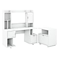 kathy ireland® Home by Bush Furniture Madison Avenue 60"W Computer Desk With Hutch And Lateral File Cabinet, Pure White, Standard Delivery