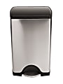 simplehuman® Rectangular Metal Step Trash Can, 10 Gallons, 25-3/4"H x 15-12/16"W x 12-1/2"D, Brushed Stainless Steel/Black 1 thumbnail image