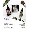 Avery® Printable Blank Customizable Labels, 22846, Square, 2" x 2", Kraft Brown, Pack Of 300  Labels