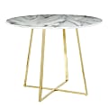 LumiSource Cosmo Marble Dining Table, 31"H x 39-1/2"W x 39-1/2"D, White/Gold