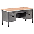 OFM 66-Series Metal Teacher's Desk, Gray/Maple