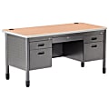 OFM 66-Series Metal Teacher's Desk, Gray/Maple 1 thumbnail image