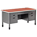 OFM 66-Series Metal Teacher's Desk, Gray/Cherry 1 thumbnail image