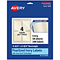 Avery® Pearlized Permanent Labels With Sure Feed®, 94254-PIP50, Rectangle, 4-3/4" x 3-3/4", Ivory, Pack Of 200 Labels
