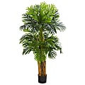 Nearly Natural Triple Areca Palm 60”H Artificial Tree With Pot, 60”H x 14”W x 14”D, Green