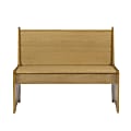 Linon Payson Wood Storage Bench With Backrest, Honey 1 thumbnail image