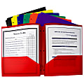 C-Line 2-Pocket 3-Hole Punch Poly Folders, Letter Size, Assorted Colors, Pack Of 36 Folders