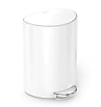 simplehuman Semi-Round Steel Step Trash Can, 1.6 Gallons, White Steel, With Internal Liner Pocket 1 thumbnail image