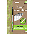 BIC® ReVolution Clic Stic Retractable Ball Pens, Medium Point, 1.0 mm, 62% Recycled, Semi-Clear Barrel, Black Ink, Pack Of 10 Pens