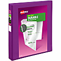 Avery® Durable View 3-Ring Binder, 1" Slant Rings, Purple