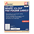 SKILCRAFT® 1/3 Cut Permanent Inkjet/Laser File Folder Labels, Rectangle, White, Box Of 50 Sheets (AbilityOne 7530-01-514-4905) 1 thumbnail image