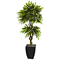 Nearly Natural 5-1/2'H Polyester Artificial Mango Tree With Planter, Black Wash/Green