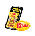 Post-it® Flags, 1 in. x 1.7 in., 12 Dispensers, 50 Flags/Dispenser, Yellow, Printed "Sign Here", Back to School Supplies  - 680SH12 1 thumbnail image