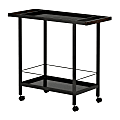 South Shore City Life 2-Shelf Metal Bar Cart With Wheels, 31-1/4"H x 34-1/2"W x 15-3/4"D, Black