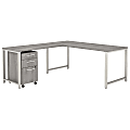 Bush Business Furniture 400 Series 72"W L-Shaped Desk With 48"W Return And 3-Drawer Mobile File Cabinet, Platinum Gray, Standard Delivery