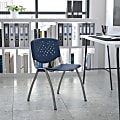 Flash Furniture HERCULES Series Plastic Stack Chair With Titanium Frame, Navy 1 thumbnail image