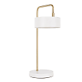 LumiSource Puck Table Lamp, 17-3/4"H, White Shade/Gold And White Base