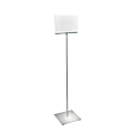 Azar Displays Pedestal 2-Sided Horizontal Sign Holder On Square Metal Base, 54”H x 12”W x 12”D, Silver 1 thumbnail image