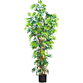 Nearly Natural 6'H Silk Curved Bamboo Tree With Pot, Green