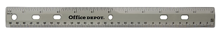 Office Depot® Brand Transparent Plastic Ruler For Binders, 12", Smoke