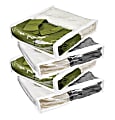 Honey-Can-Do Zippered Storage Bags, 3"H x 13"W x 15 1/2"D, Clear/White, Pack Of 4