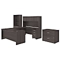 Bush Business Furniture Studio C 72"W x 36"D U Shaped Desk with Hutch, Bookcase and File Cabinets, Storm Gray, Standard Delivery
